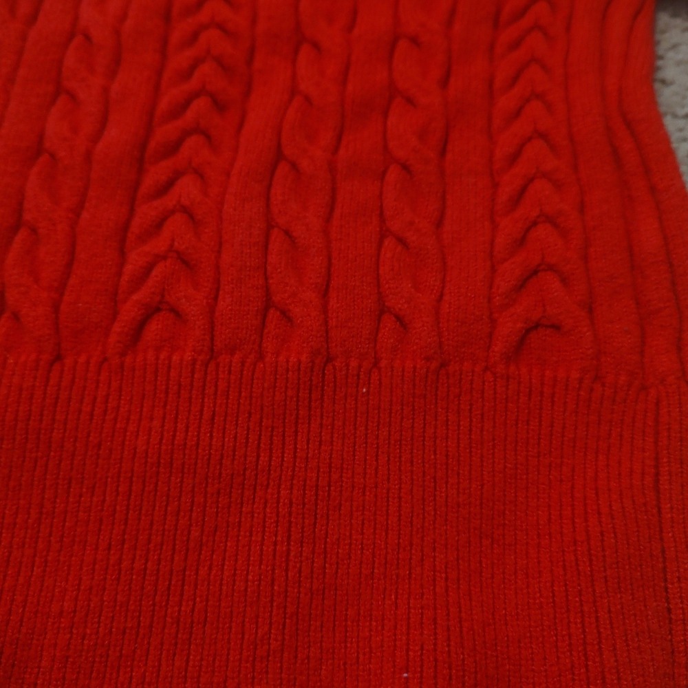 Derek Heart Girls Red Cable Knit V-Neck Sweater Long Sleeve Pullover Size L